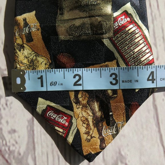 Coca Cola Brand Multicolor Athletic Sports Print 100% Silk Neck Tie - Picture 4 of 6